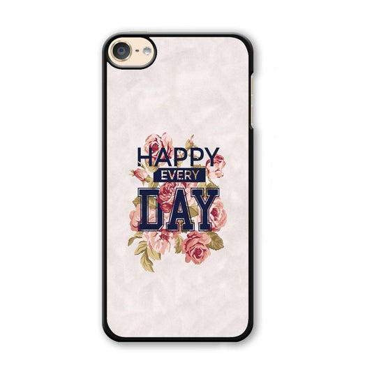 Quote Simple Happiness iPod Touch 6 Case-Plastic Black (2D Case)-Oxvistore