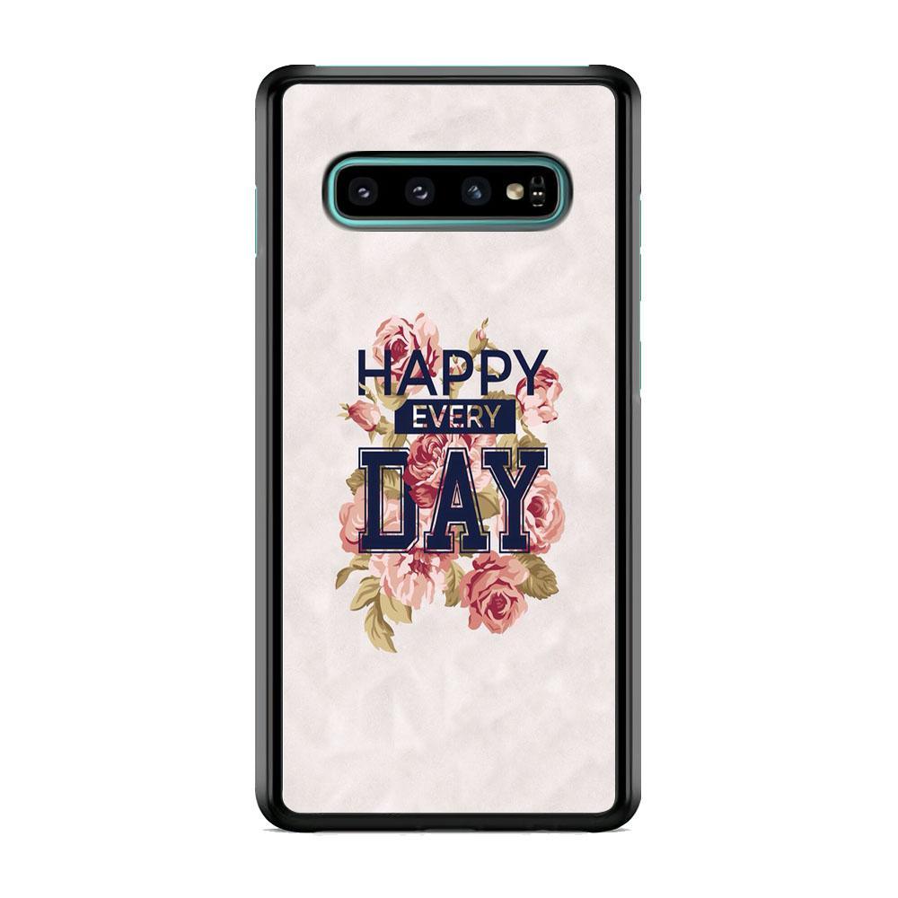 Quote Simple Happiness Samsung Galaxy S10 Case-Rubber Black (2D Case)-Oxvistore