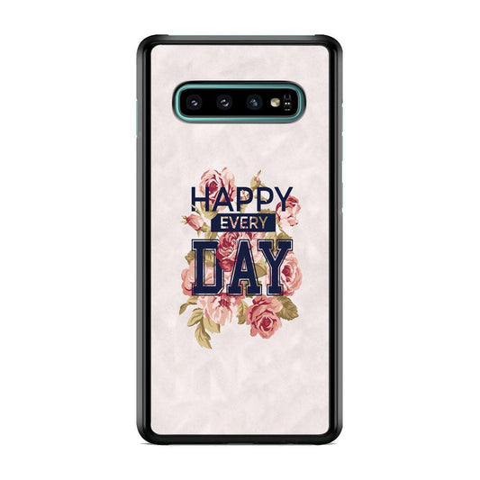 Quote Simple Happiness Samsung Galaxy S10 Case-Rubber Black (2D Case)-Oxvistore