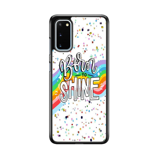 Quotes Born to Shine Samsung Galaxy S20 Case-Rubber Black (2D Case)-Oxvistore