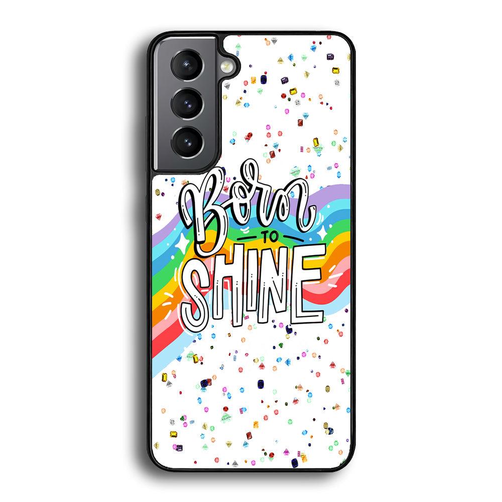 Quotes Born to Shine Samsung Galaxy S23 Case-Rubber Black (2D Case)-Oxvistore