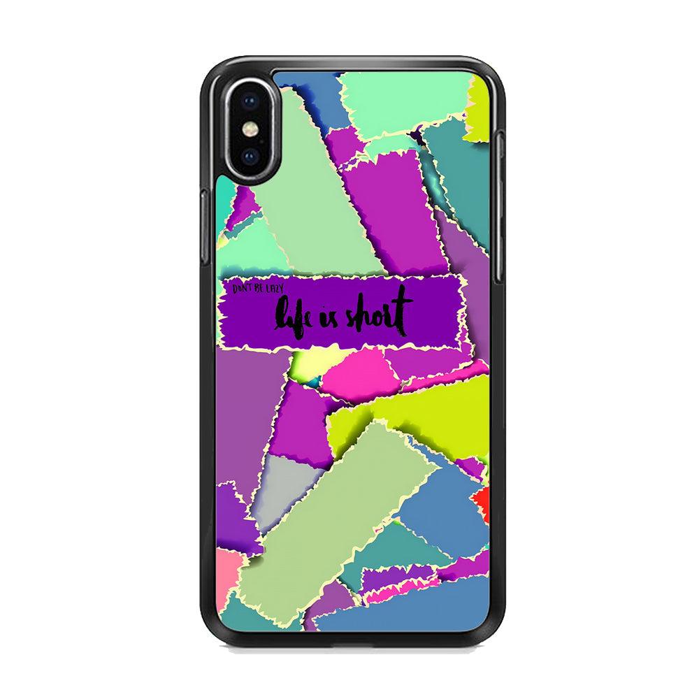 Quotes Life is Short iPhone X Case-Rubber White (2D Case)-Oxvistore