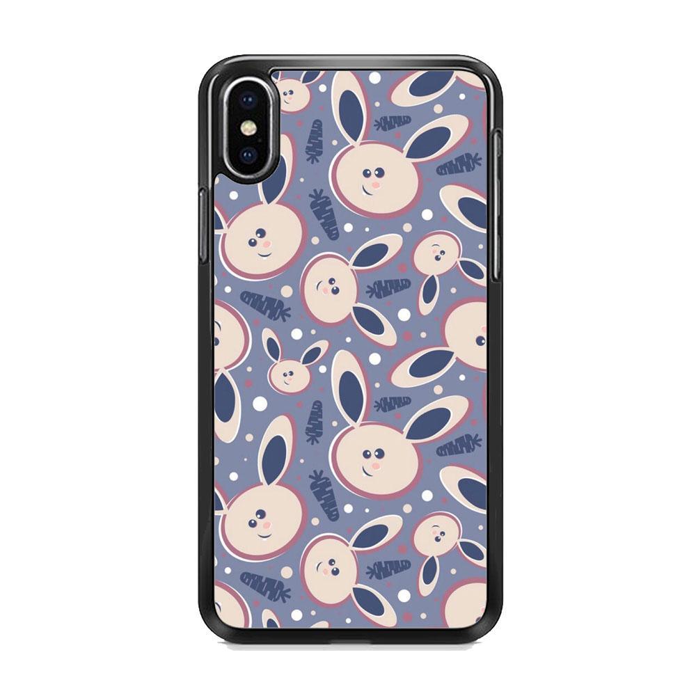 Rabbit Collage Backdrop iPhone XS Case-Rubber Black (2D Case)-Oxvistore