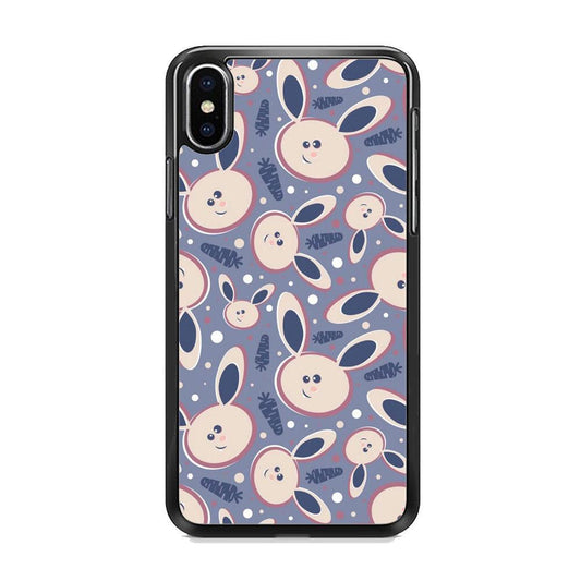 Rabbit Collage Backdrop iPhone XS Case-Rubber Black (2D Case)-Oxvistore