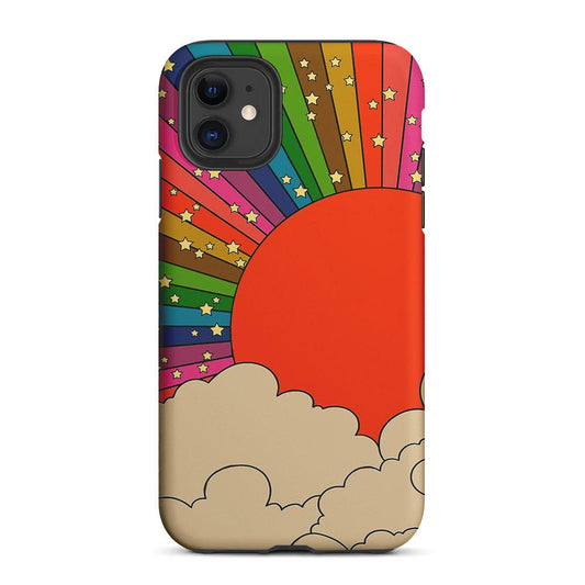 Rainbow 70s Sunset 2 in 1 Tough Phone Case-Oxvistore