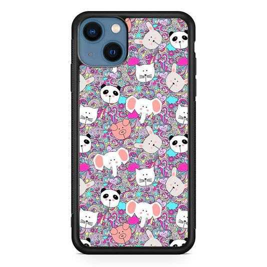 Rainbow Life of Animal iPhone 15 Case-Rubber White (2D Case)-Oxvistore