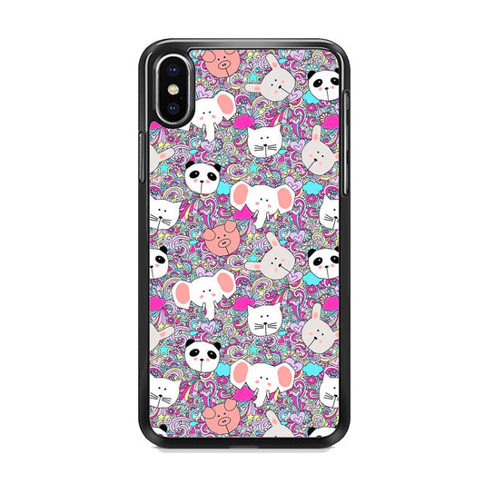 Rainbow Life of Animal iPhone XS MAX Case-Rubber Black (2D Case)-Oxvistore