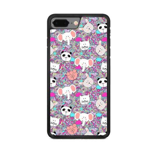 Rainbow Life of Animal iPhone 7 Plus Case-Rubber White (2D Case)-Oxvistore