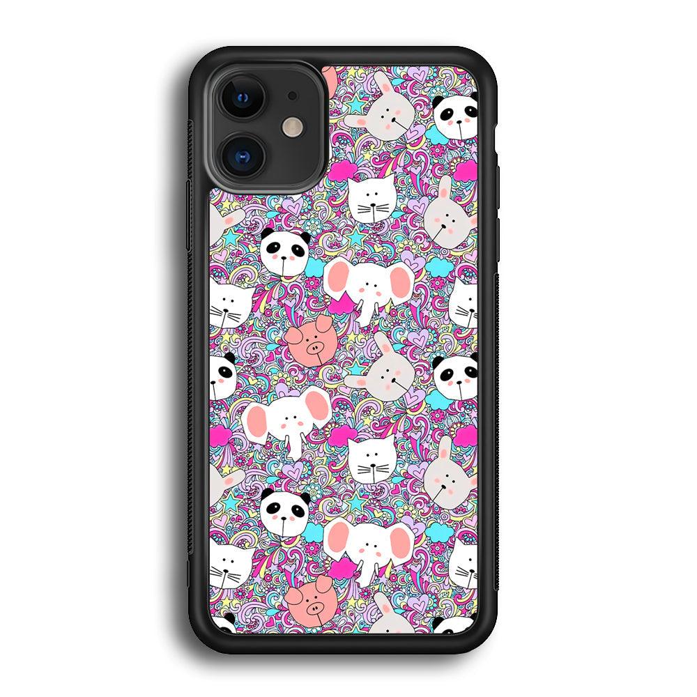 Rainbow Life of Animal iPhone 11 Case-Rubber Black (2D Case)-Oxvistore