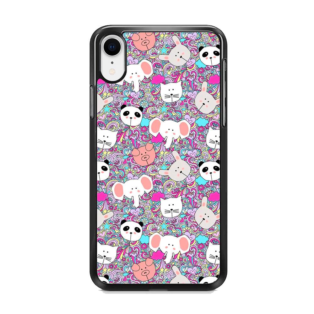 Rainbow Life of Animal iPhone XR Case-Rubber Black (2D Case)-Oxvistore