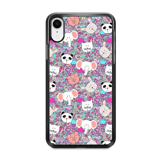 Rainbow Life of Animal iPhone XR Case-Rubber Black (2D Case)-Oxvistore