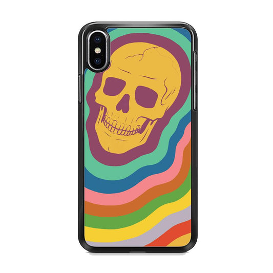 Rainbow Smily Skull iPhone XS MAX Case-Rubber Black (2D Case)-Oxvistore