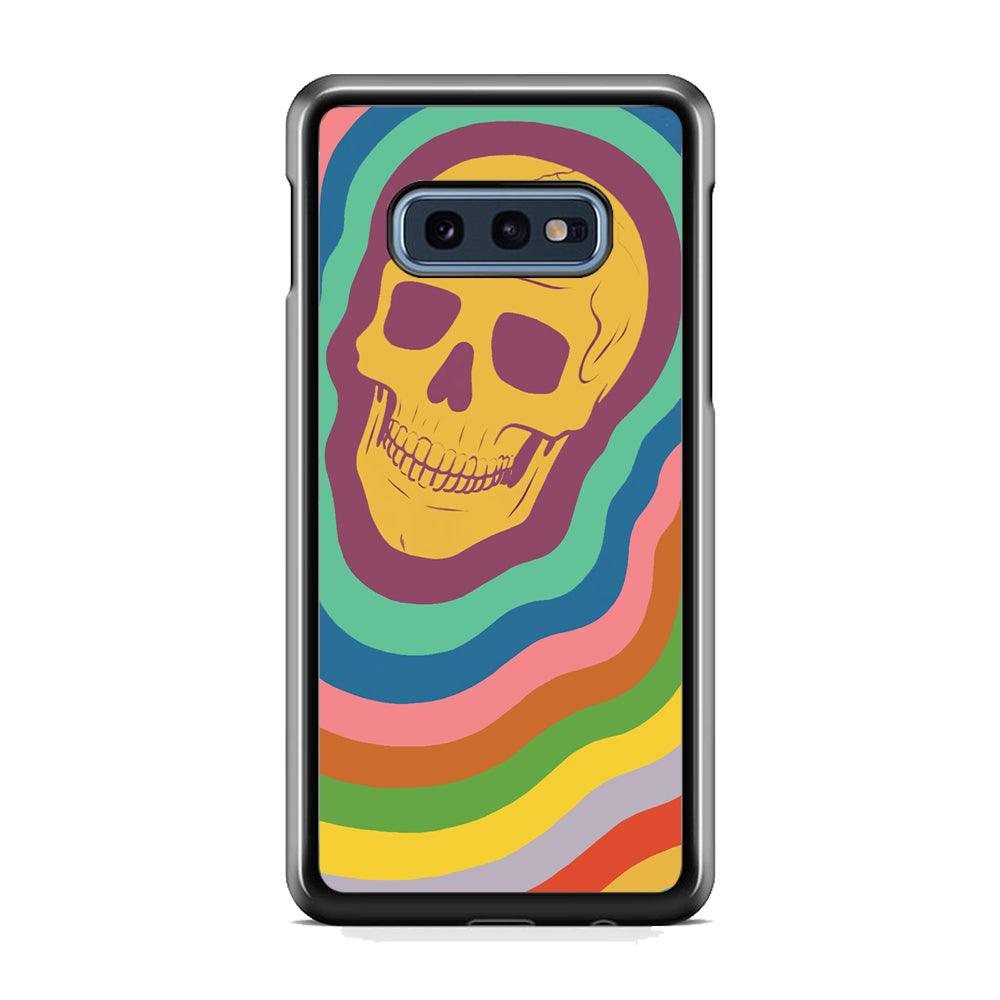 Rainbow Smily Skull Samsung Galaxy S10E Case-Rubber White (2D Case)-Oxvistore