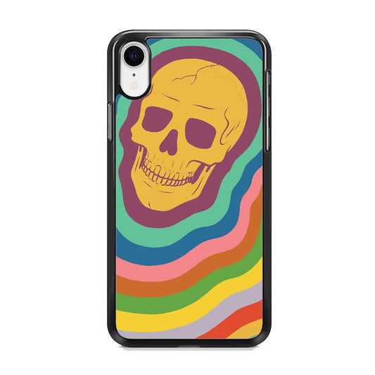 Rainbow Smily Skull iPhone XR Case-Rubber Black (2D Case)-Oxvistore