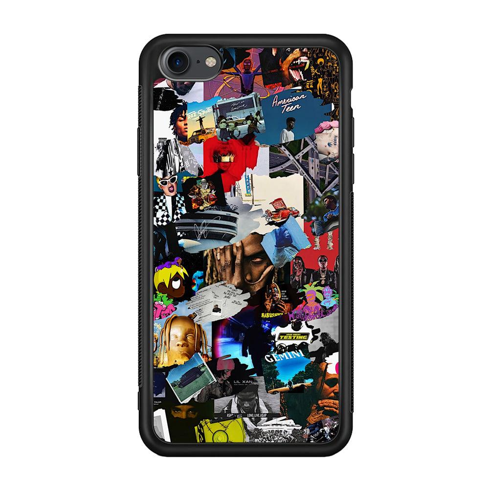 Rap Music Frame Work iPhone 7 Case-Rubber Black (2D Case)-Oxvistore