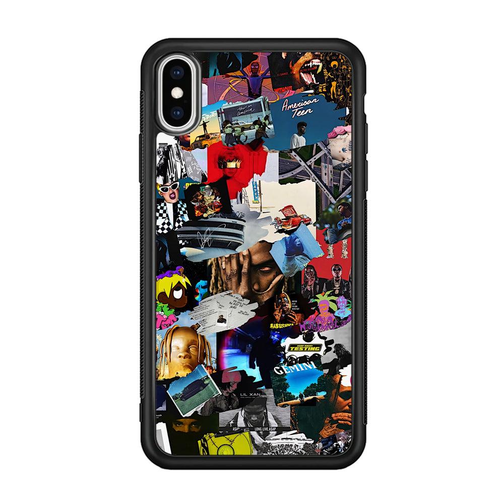 Rap Music Frame Work iPhone Xs Max Case-Rubber Black (2D Case)-Oxvistore