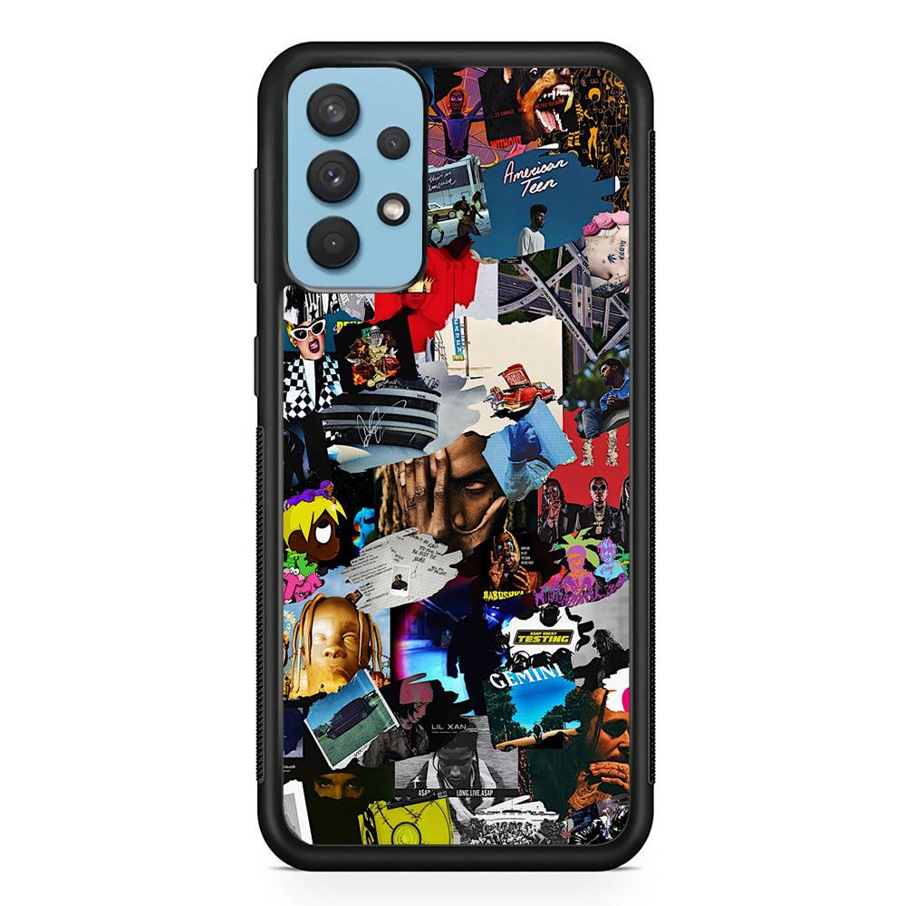 Rap Music Frame Work Samsung Galaxy A32 Case-Rubber Black (2D Case)-Oxvistore