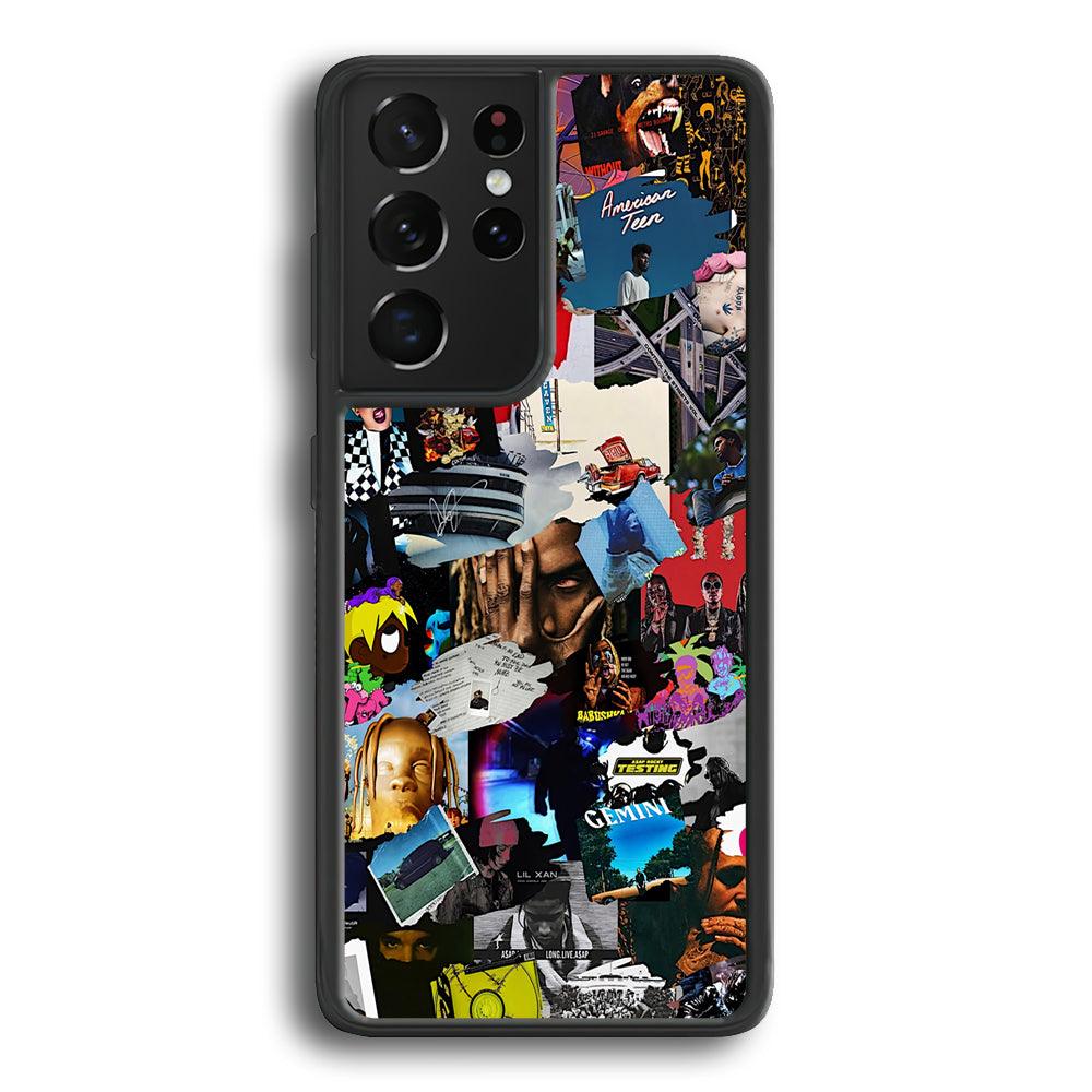 Rap Music Frame Work Samsung Galaxy S21 Ultra Case-Rubber Black (2D Case)-Oxvistore