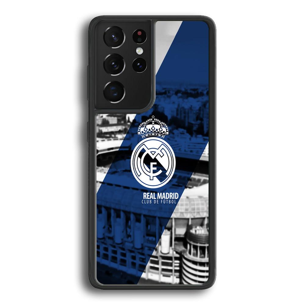 Real Madrid White Silhouette Samsung Galaxy S23 Ultra Case-Rubber Black (2D Case)-Oxvistore