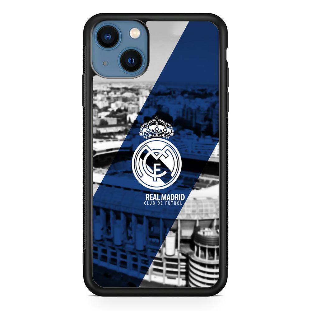 Real Madrid White Silhouette iPhone 13 Case-Rubber Black (2D Case)-Oxvistore