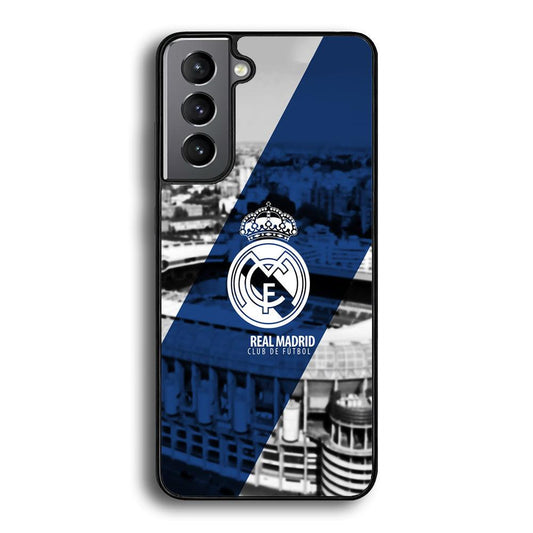 Real Madrid White Silhouette Samsung Galaxy S22 Case-Rubber Black (2D Case)-Oxvistore