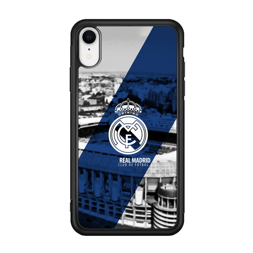 Real Madrid White Silhouette iPhone XR Case-Rubber Black (2D Case)-Oxvistore