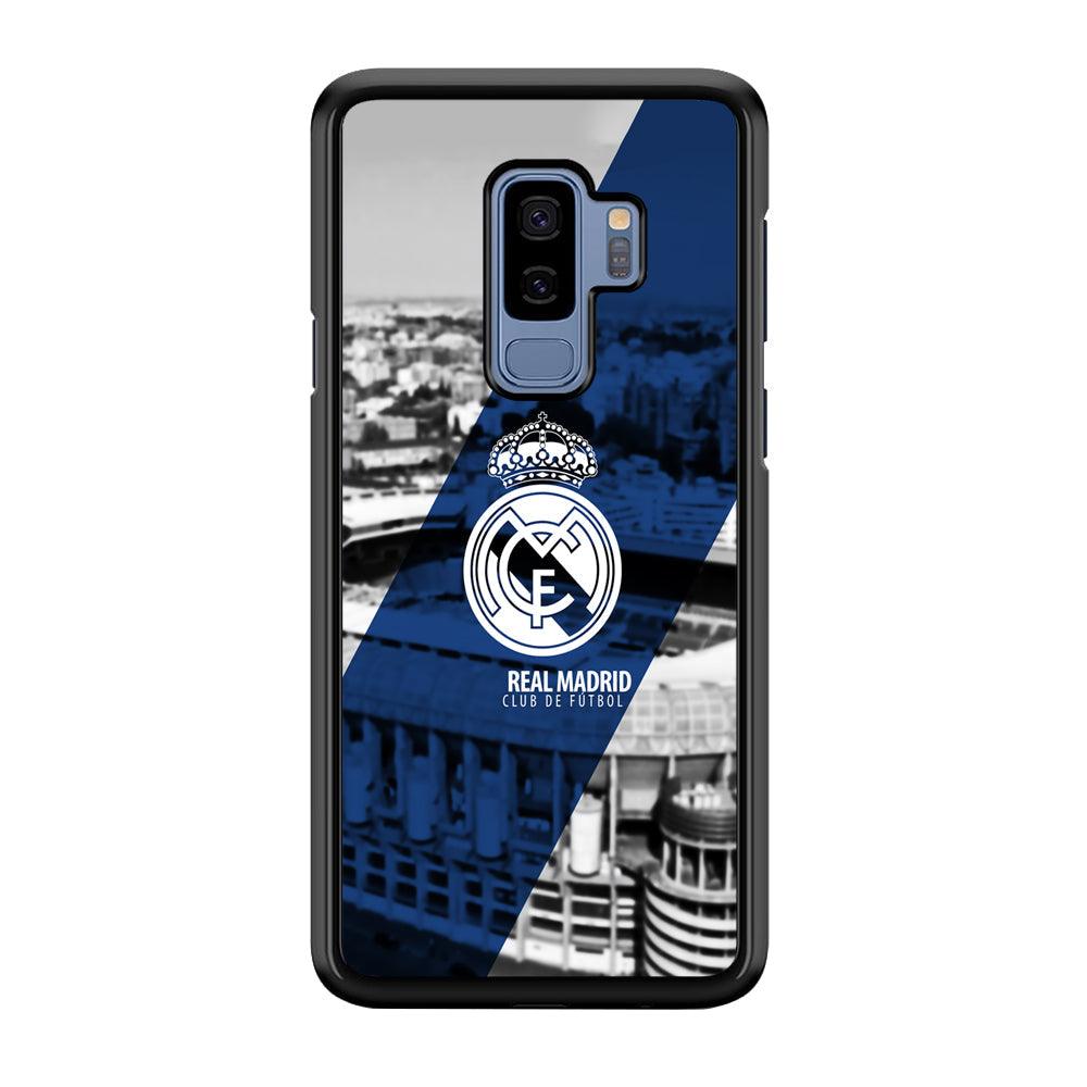 Real Madrid White Silhouette Samsung Galaxy S9 Plus Case-Rubber Black (2D Case)-Oxvistore