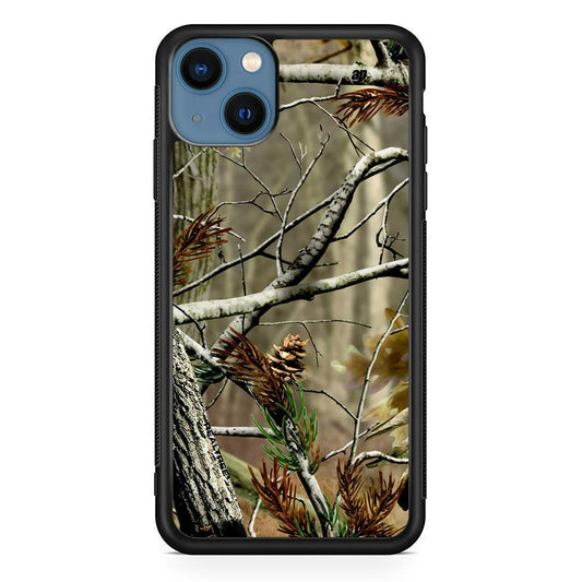 Realtree Light Camo Forest iPhone 14 Plus Case-Rubber Black (2D Case)-Oxvistore
