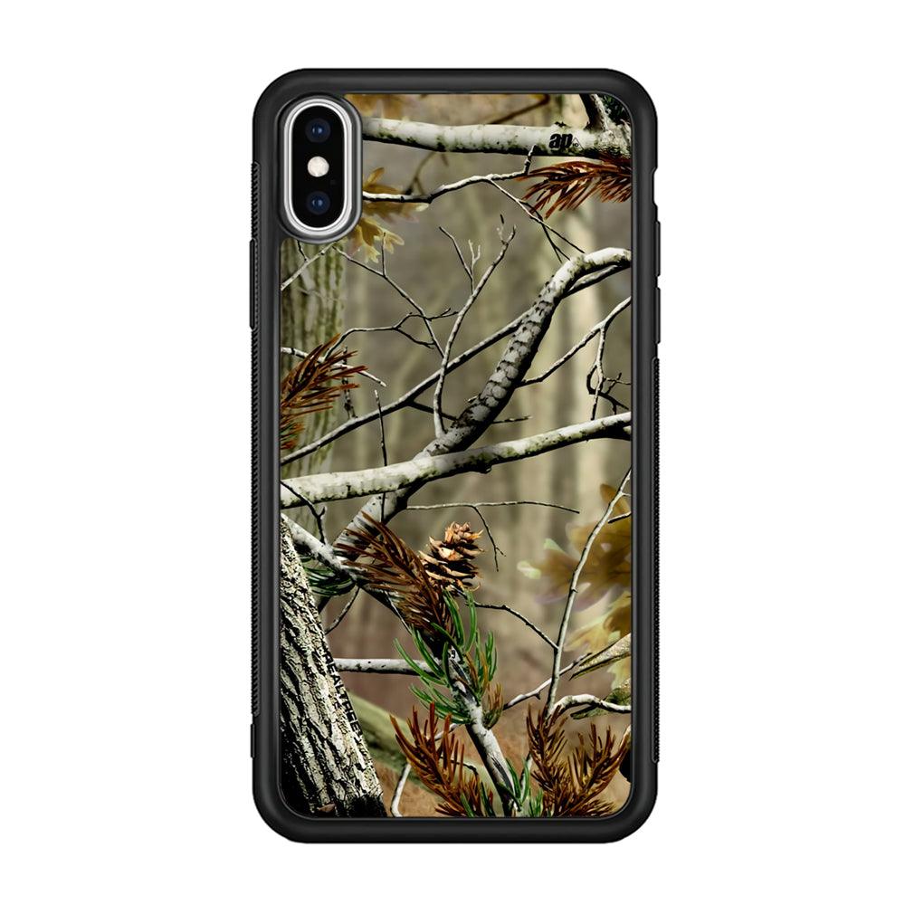 Realtree Light Camo Forest iPhone XS Case-Rubber Black (2D Case)-Oxvistore