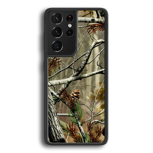 Realtree Light Camo Forest Samsung Galaxy S21 Ultra Case-Rubber Black (2D Case)-Oxvistore