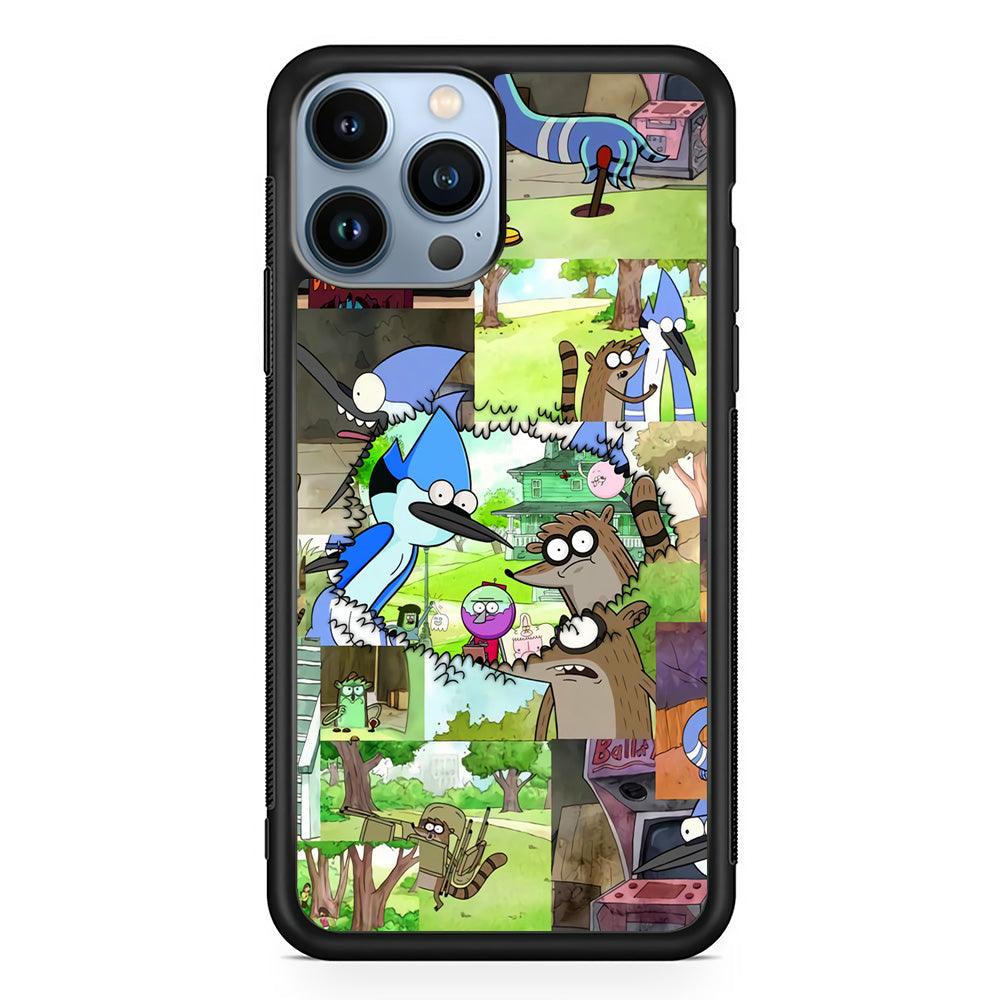 Regular Show Peek into The Past iPhone 13 Pro Max Case-Rubber Black (2D Case)-Oxvistore