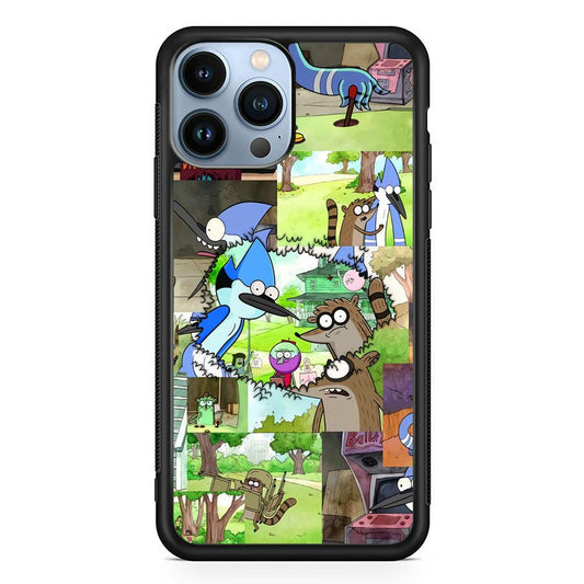Regular Show Peek into The Past iPhone 13 Pro Max Case-Rubber Black (2D Case)-Oxvistore