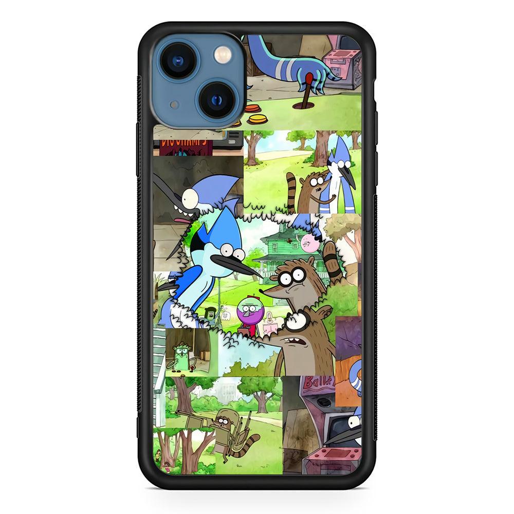 Regular Show Peek into The Past iPhone 13 Case-Rubber Black (2D Case)-Oxvistore