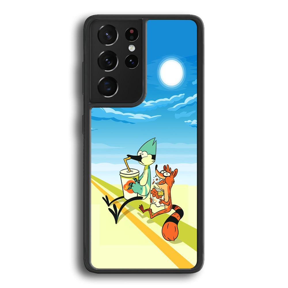 Regular Show Sunny Hot Day Samsung Galaxy S24 Ultra Case-Rubber Black (2D Case)-Oxvistore