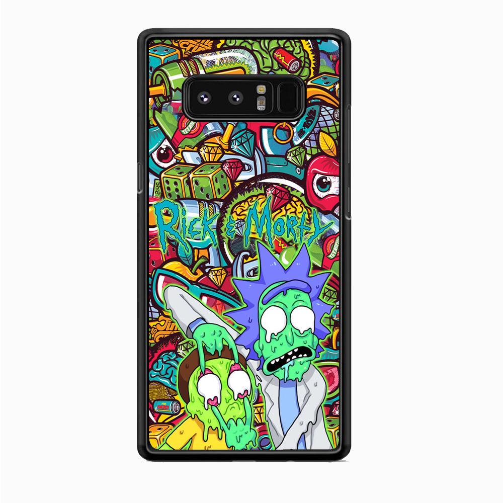 Rick and Morty Melt in Doodle Samsung Galaxy Note 8 Case-Rubber Black (2D Case)-Oxvistore