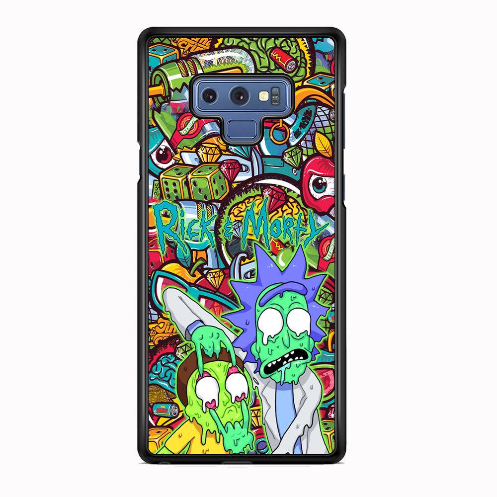 Rick and Morty Melt in Doodle Samsung Galaxy Note 9 Case-Rubber Black (2D Case)-Oxvistore