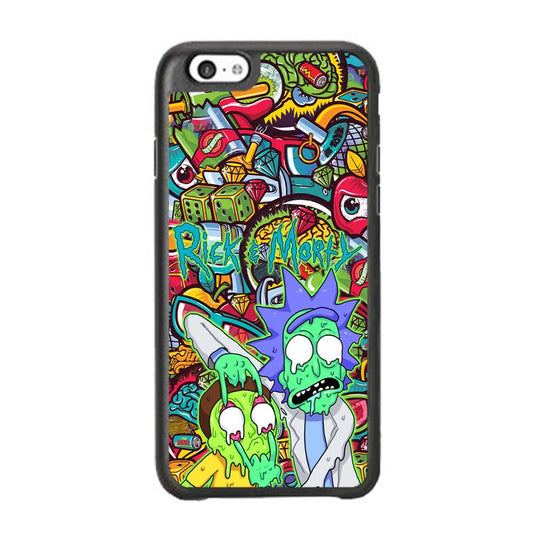 Rick and Morty Melt in Doodle iPhone 6 Plus | 6s Plus Case-Rubber White (2D Case)-Oxvistore