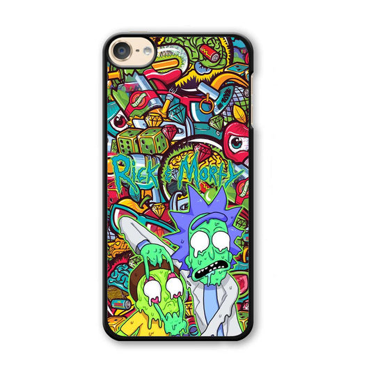 Rick and Morty Melt in Doodle iPod Touch 6 Case-Plastic Black (2D Case)-Oxvistore