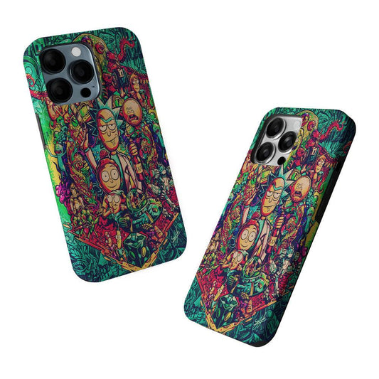 Rick and Morty Cartoon Art 2 in 1 Tough Phone Case-Oxvistore
