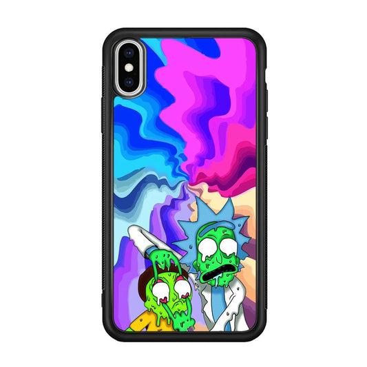 Rick and Morty Illussion of Life iPhone XS Case-Rubber Black (2D Case)-Oxvistore