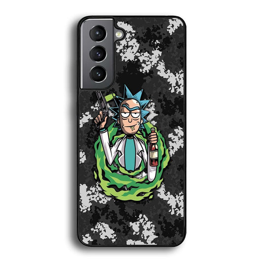 Rick and Morty Let's Have Fun Samsung Galaxy S22 Case-Rubber Black (2D Case)-Oxvistore