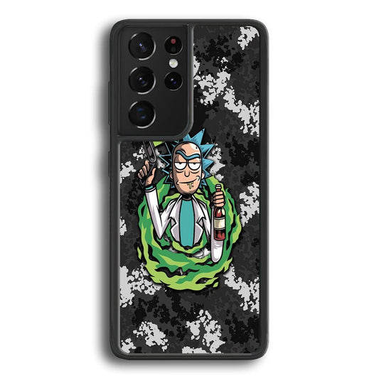 Rick and Morty Let's Have Fun Samsung Galaxy S23 Ultra Case-Rubber Black (2D Case)-Oxvistore