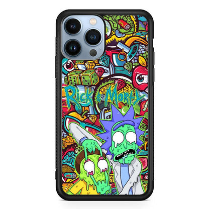 Rick and Morty Melt in Doodle iPhone 15 Pro Case-Oxvistore