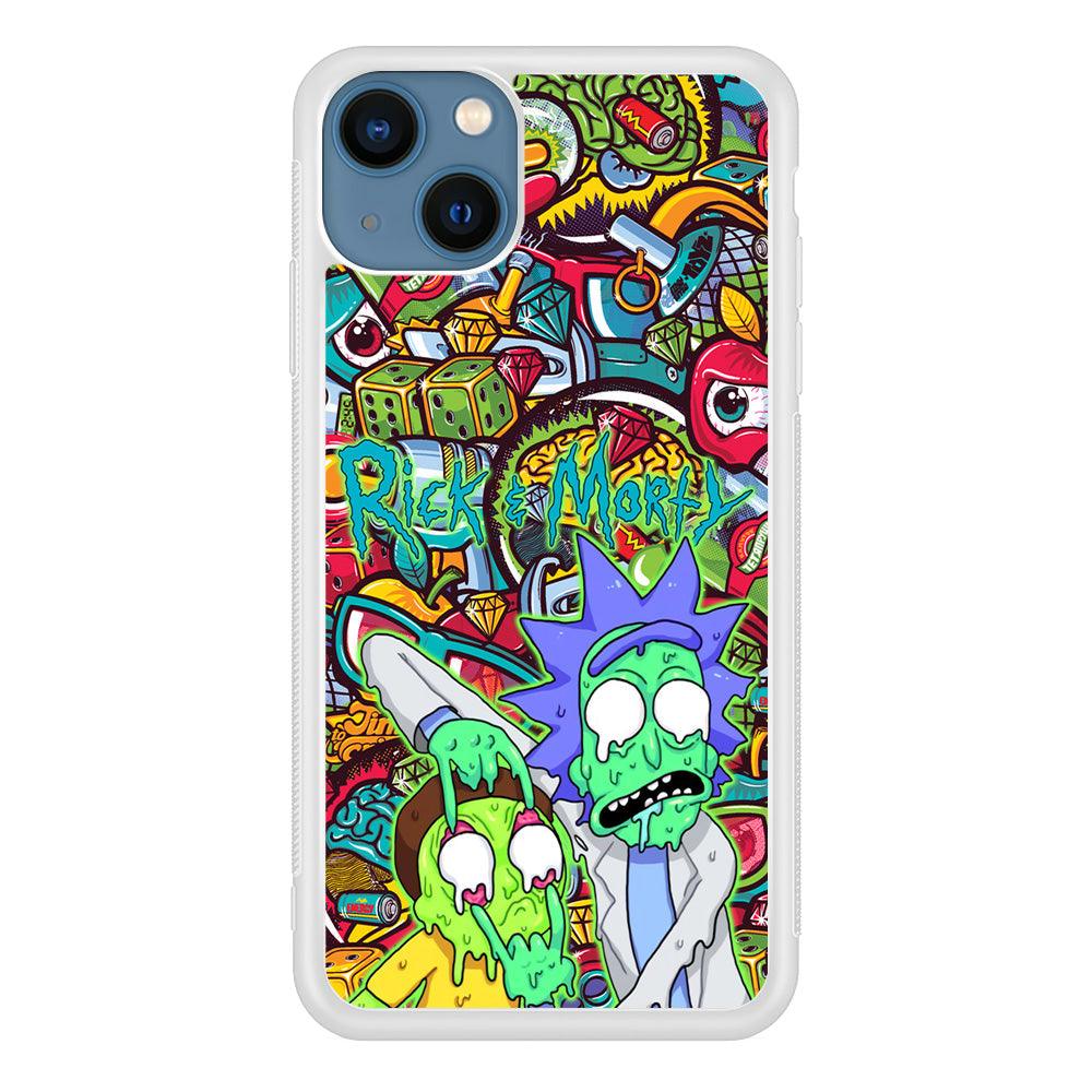 Rick and Morty Melt in Doodle iPhone 15 Plus Case-Oxvistore