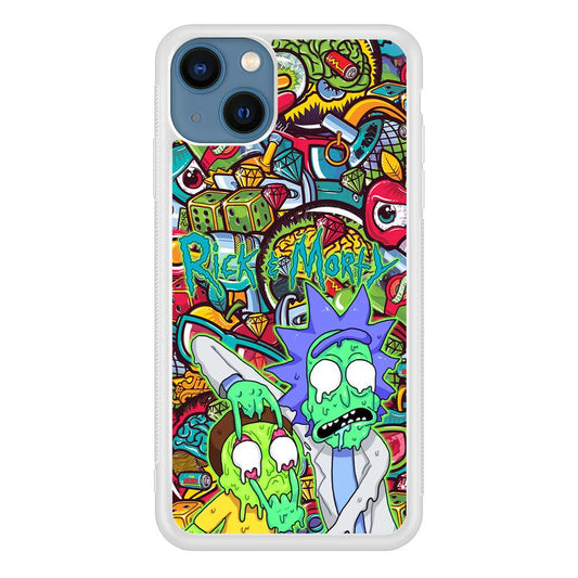 Rick and Morty Melt in Doodle iPhone 15 Plus Case-Oxvistore