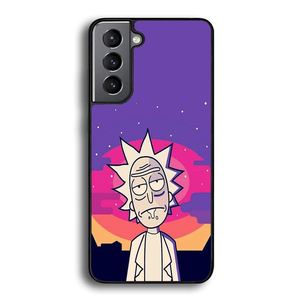 Rick and Morty Night Face Samsung Galaxy S24 Case-Rubber Black (2D Case)-Oxvistore