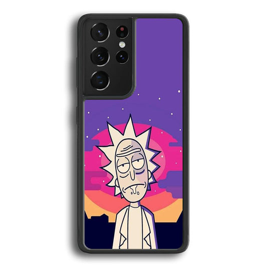 Rick and Morty Night Face Samsung Galaxy S24 Ultra Case-Rubber Black (2D Case)-Oxvistore