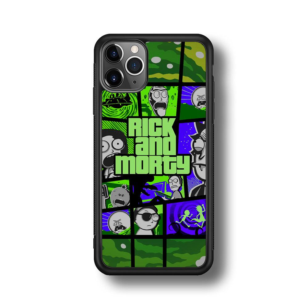 Rick and Morty Shapes of Gaming iPhone 11 Pro Max Case-Rubber Black (2D Case)-Oxvistore