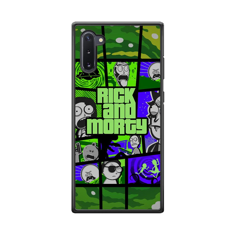 Rick and Morty Shapes of Gaming Samsung Galaxy Note 10 Case-Rubber Black (2D Case)-Oxvistore