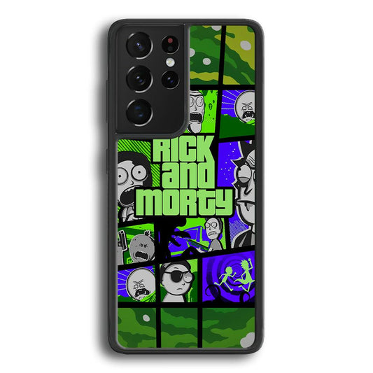 Rick and Morty Shapes of Gaming Samsung Galaxy S24 Ultra Case-Rubber Black (2D Case)-Oxvistore